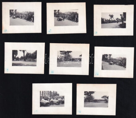 cca 1930-1940 Autó- és motorverseny a Balatonnál, 8 db fotó, kissé foltos, 4,5×5,5 cm