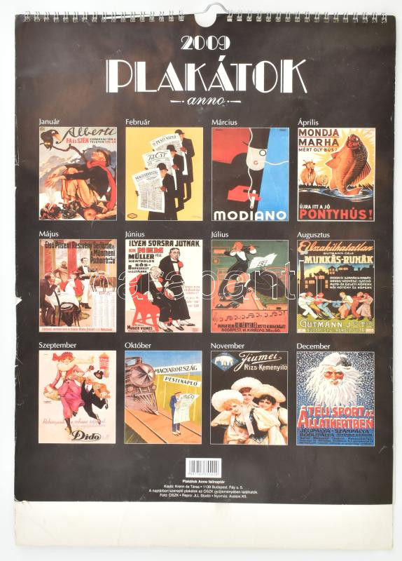 2009 Plakátok anno 2009 falinaptár, rajta régi plakátok reprodukcióival.