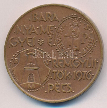 Nagy István (1920-2017) 1976. 'Baranya megyei éremgyűjtők 1976. Pécs / 900 éves a Dukász korona' kétoldalas bronz emlékérem (42,5mm) T:UNC Adamo PS2