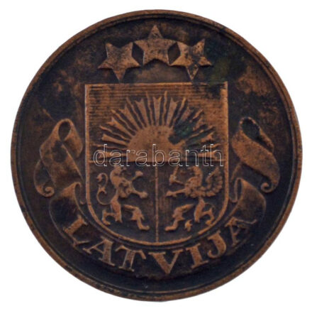 Lettország 1926. 2s bronz T:XF patina, kis ph Latvia 1926. 2 Santini bronze C:XF patina, small edge error Krause KM#2