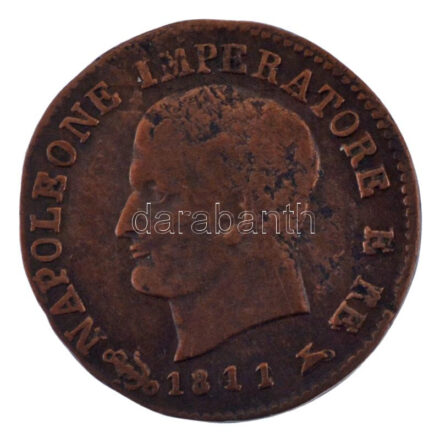 Olasz Államok / Napóleon Királysága 1811V 1c Cu 'I. Napóleon' T:VF lapka hiba Italian States / Kingdom of Napoleon 1811V 1 Centesimo Cu 'Napoleon I' C:VF planchet error Krause C#1.3