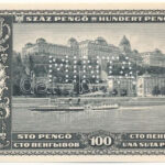 1926. 100P hátlapi fekte nyomat, 'MINTA' perforációval, makkos-tölgyleveles vízjellel T:UNC Adamo P16