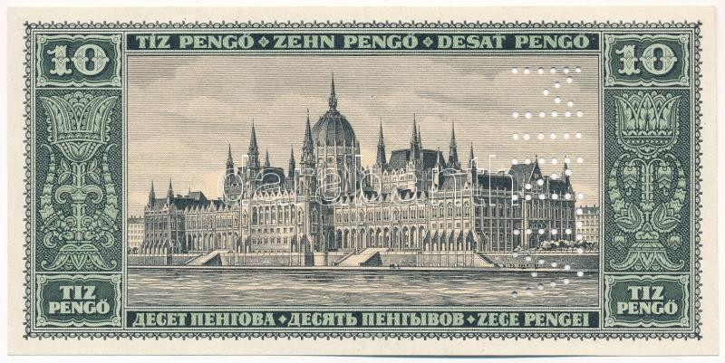 1926. 10P teljes hátlapi és fázis előlapi nyomat, 'MINTA' perforációval, makkos-tölgyleveles vízjellel T:UNC
