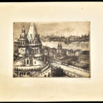 Olvashatatlan jelzéssel: Budapesti látkép a Halászbástyával. Rézkarc, papír, lapszéli sérüléssel, 8,5x11,5 cm - Image 2