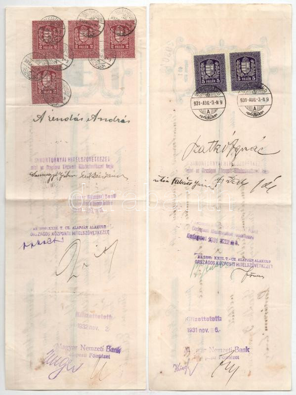 1922-1936. 7db-os váltó tétel, mind kitöltött, bélyegzésekkel néhány darabon illetékbélyegek T:F - Image 4