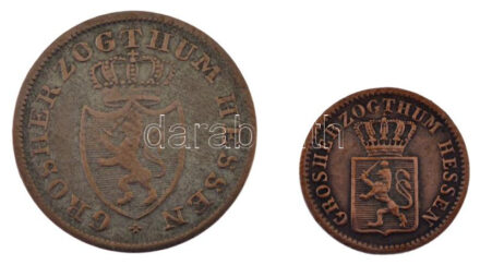 Német Államok / Hessen-Darmstadt 1826. 6kr Ag + 1854. 1kr Ag T:XF,VF German States / Hessen Darmstadt 1826. 6 Kreuzer Ag + 1854. 1 Kreuzer Ag C:XF,VF