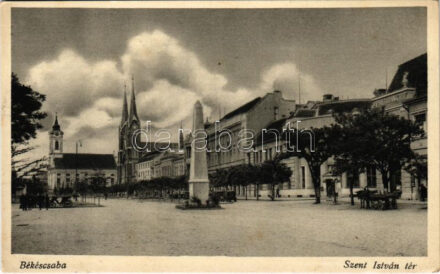 Békéscsaba, Szent István tér, bank, emlékmű (fl)