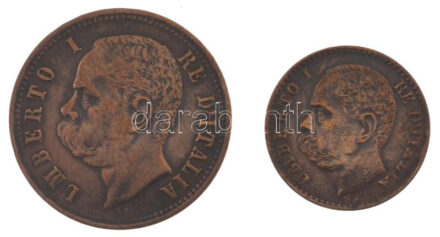 Olaszország 1900. 1c Cu 'I. Umberto' + 2c Cu 'I. Umberto' T:AU Italy 1900. 1 Centesimo Cu 'Umberto I' + 2 Centesimi Cu 'Umberto I' C:AU