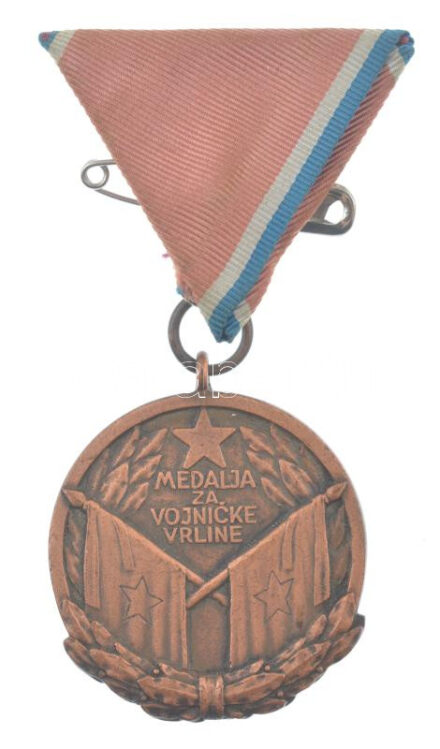 Jugoszlávia 1951. 'Érdemérem a katonai erényért' bronz kitüntetés mellszalagon C:XF Yugoslavia 1951. 'Medal for Military Virtue' bronze decoration with ribbon T:XF