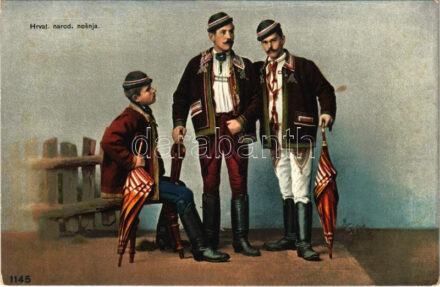 Hrvat. narod. nosnja / Horvát folklór / Croatian folklore. B.W. Wien IX/1. 1145.