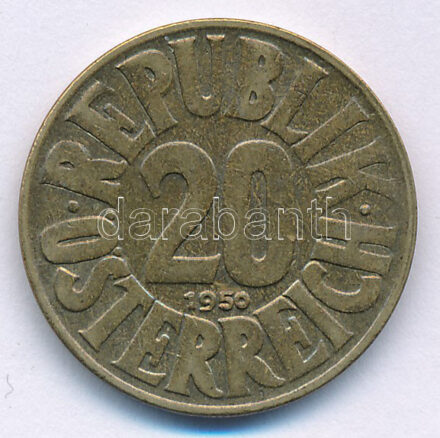 Ausztria 1950. 20gr Al-bronz T:AU Austria 1950. 20 Groschen Al-bronze C:AU