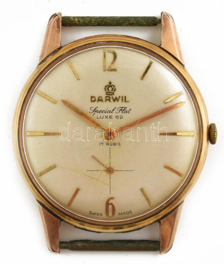 Darwil Special Flat férfi karóra, sérült, patinás, működik, d: 32 mm