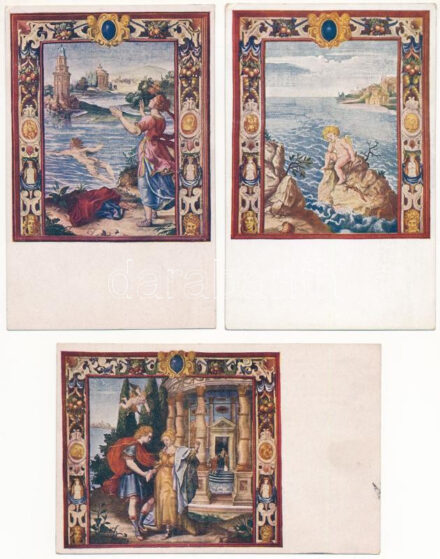 Pozsony, Pressburg, Bratislava; Városháza gobelinjei / Radnice gobeliny / tapestry of the town hall - 3 db régi képeslap / 3 pre-1945 postcards