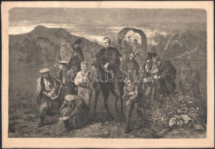 2 db rotációs fametszet (az egyik Munkácsy Mihály műve után), XIX. sz. vége körül, körbevágva / kis lapszéli sérülésekkel, lapméret: 32x23 cm körül