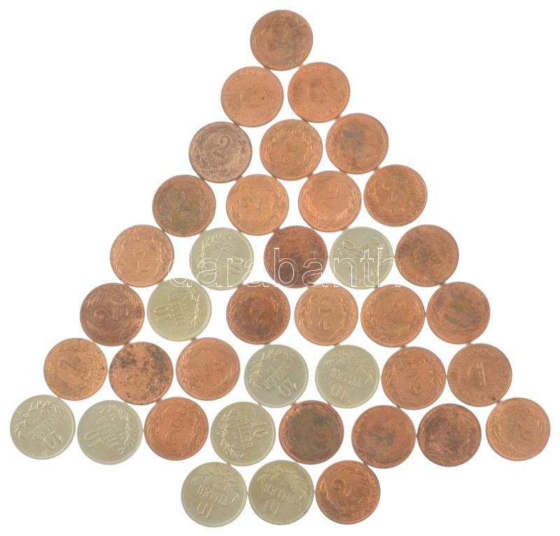 1894KB-1915KB 2f bronz (29x) + 1915KB-1916KB 10f Cu-Ni (10x) T:XF-F