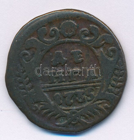Orosz Birodalom 1735. Denga (1/2k) Cu T:F Russian Empire 1735. Denga (1/2 Kopeck) Cu C:F Krause KM#188