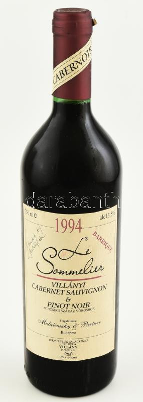 1994 Jekl Villányi Cabernet Sauvignon & Pinot Noir Barrique 1994, Le Sommelier, bontatlan palack száraz vörösbor, pincében szakszerűen tárolt, 13,5%, 0,75l.