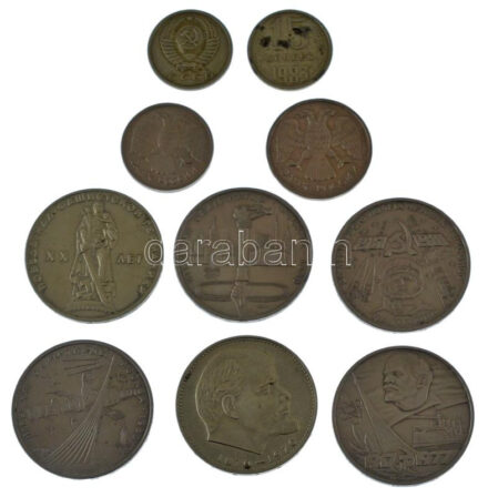 Szovjetunió / Oroszország 1965-1981. 1R Cu-Ni (6xklf) különböző forgalmi emlékkiadások + 1961-1992. 15k-20R (4xklf) T:UNC,AU Soviet Union / Russia 1965-1981. 1 Ruble Cu-Ni (6xdiff) different circulating commemorative coins + 1961-1992. 15