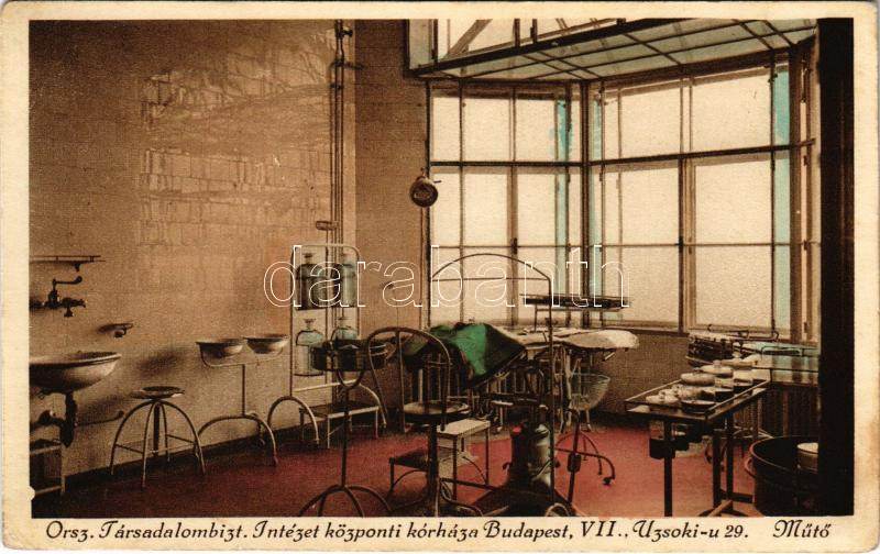 Budapest XIV. OTI központi kórháza, Uzsoki utcai kórház (korábban izraelita leányárvaház), belső, műtő. Uzsoki utca 29-35. (EK)