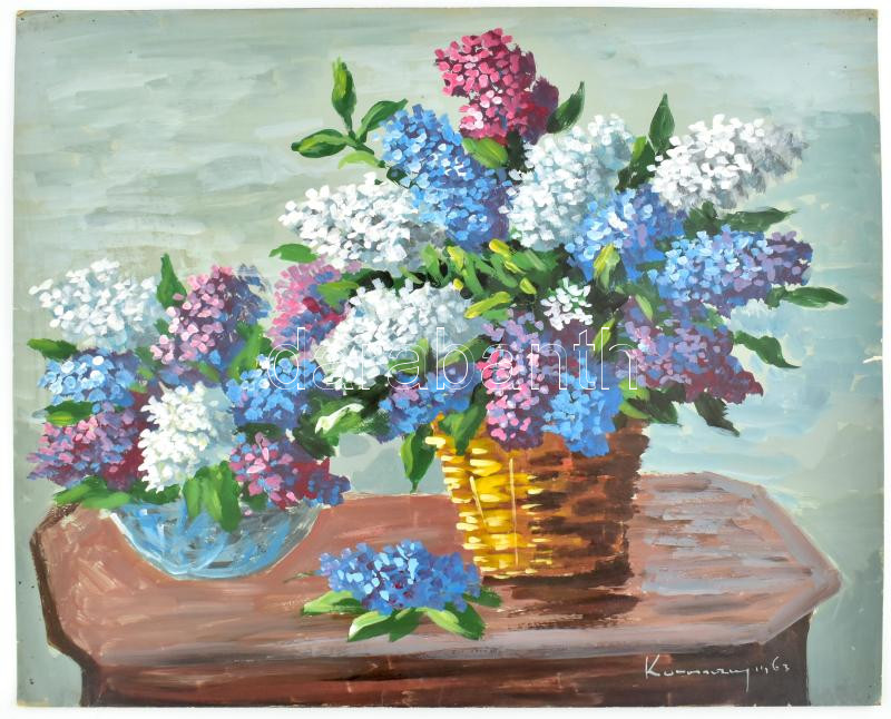 Olvashatatlan jelzéssel: Csendélet. Olaj, karton. 35x42,5 cm
