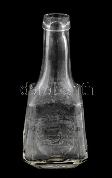 Königstadtler Testvérek R.T. Budapest 1861 feliratos üveg, jelzéssel, hibátlan, m: 17 cm