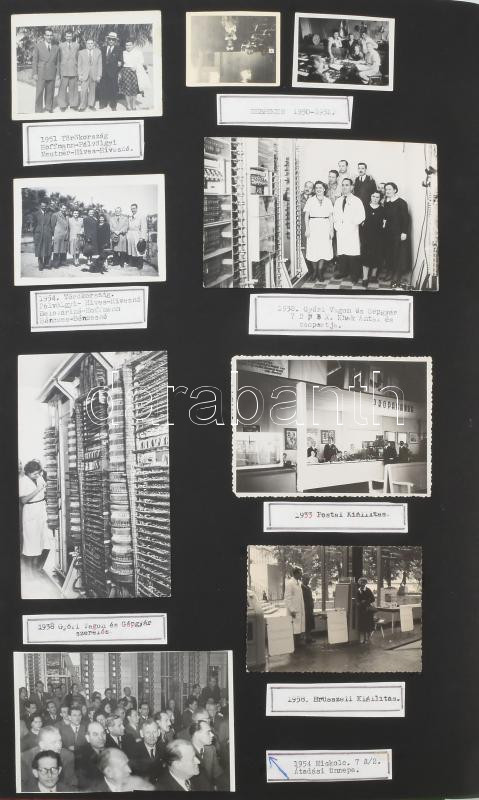 cca 1920-1970 A Standard és a jogutód B.H.G. (Beloiannisz Híradástechnikai Gyár) fejlődése 1920-tól, nagyméretű fényképalbum kb. 200 beragasztott, feliratozott fotóval és néhány újságcikkel, a gyár dolgozói és nyugdíjasai - Image 2