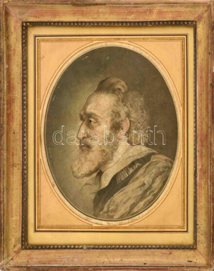 Peter Paul Rubens (1577-1640) festménye után, Jean François Janinet (1752-1814) metszése: IV. Henrik francia király portréja. Színezett akvatinta, papír, jelzett a metszeten. Üvegezett fakeretben. 25x21,5 cm