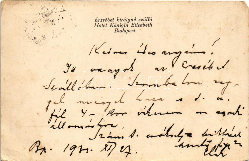 1930 Budapest V. Erzsébet királyné szálloda és kávéház reklámja, Szabó Imre tulajdonos. Egyetem utca 5-7. (EM) - Image 2