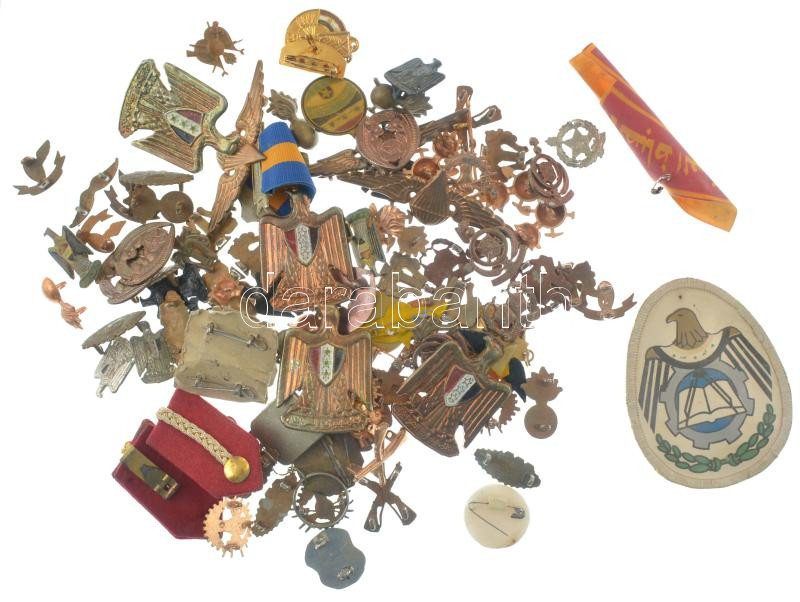 ~100db-os, vegyes, nagyrészt iraki modern katonai jelvény, kitűző, felvarró, valamint gomblyuk és sapka jelvény tétel, közte ejtőernyős, rendőr, aknavető, tankos stb. T:vegyes ~100pcs of mixed, mostly iraqi military modern badge, pin,