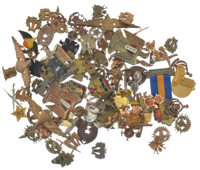 ~100db-os, vegyes, nagyrészt iraki modern katonai jelvény, kitűző, felvarró, valamint gomblyuk és sapka jelvény tétel, közte ejtőernyős, rendőr, aknavető, tankos stb. T:vegyes ~100pcs of mixed, mostly iraqi military modern badge, pin,