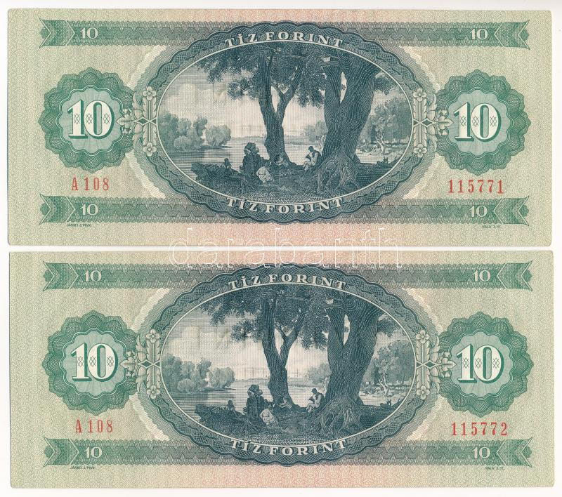 1975. 10Ft (2db) sorszámkövető T:F szép papír Adamo F8 - Image 2