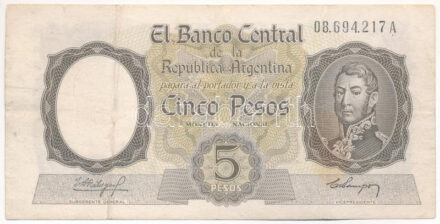 Argentína 1960-1962. 5P T:F Argentina 1960-1962. 5 Pesos C:F