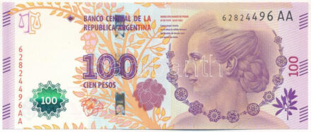 Argentína DN (2016.) 100P T:UNC Argentina ND (2016.) 100 Pesos C:UNC Krause P#358