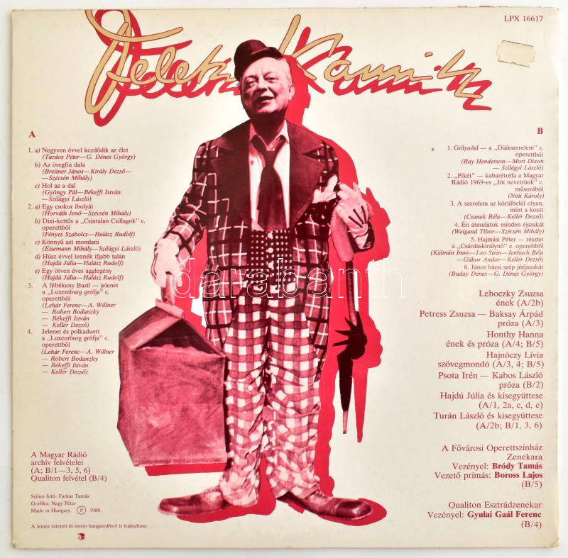 Feleki Kamill. Vinyl, LP, Album. Qualiton, Magyarország, 1980. VG+ - Image 2