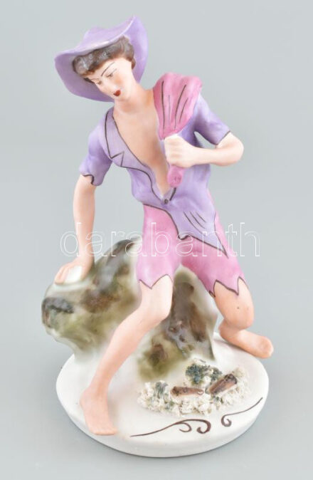 Ülő porcelán nő figura, jelzés nélkül, mázatlan porcelán, hibátlan, m: 24,5 cm
