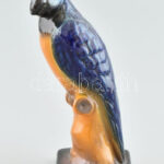 Papagáj, fajansz, mázas, jelzéssel, hibátlan, m: 14,5 cm