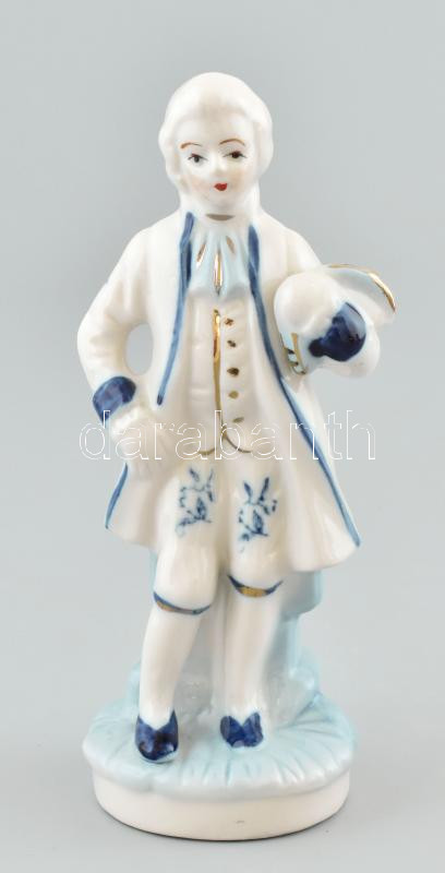 Barokk férfi figura, jelzés nélkül, hibátlan, m: 16 cm