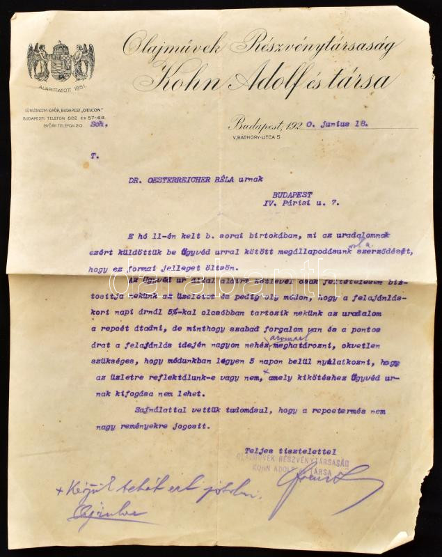 1920-1929 2 db fejléces számla / levél (Kohn Adolf és társa, Schvwarz Rudolf és Tsa), aláírásokkal - Image 2