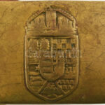 Osztrák-Magyar Monarchia réz övcsat, bőr övvel, kopásokkal 5,5x6,5 cm - Image 2