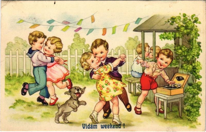 1943 Vidám weekend! Táncoló gyerekek / Children art. Amag 0436. (EK)