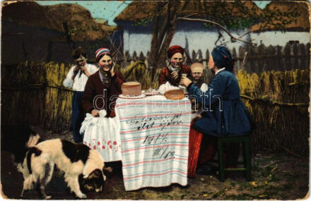 1917 Ukrainische Typen und Landscaften. Sztuka No. 112. / Ukrán népviselet / Ukrainian folklore (kopott sarkak / worn corners)