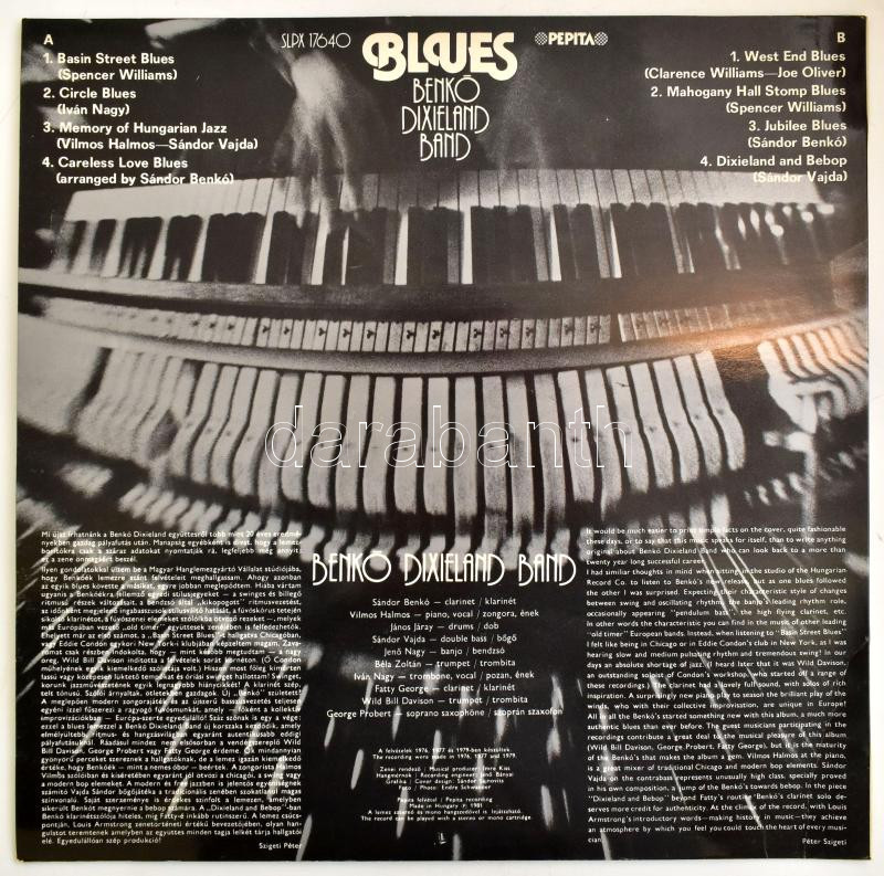 Benkó Dixieland Band - Blues. Vinyl/Bakelit LP, 1978, Pepita, EX - Image 2