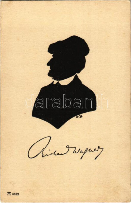 Richard Wagner. Silhouette art postcard. F. A. Ackermann's Kunstverlag Serie 661. 12 Komponisten-Silhouetten s: W. Bithorn (EK)