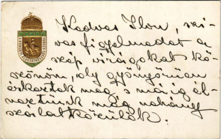 1916 Nemzeti Áldozatkészség Szobra dombornyomott segélylap / WWI Austro-Hungarian K.u.K. military charity fund, golden Embossed (EK)
