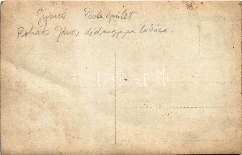 Gímes, Ghymes, Dymes, Jelenec; Posta épület, pipázó férfi / post office, man smoking a pipe. photo (fa) - Image 2