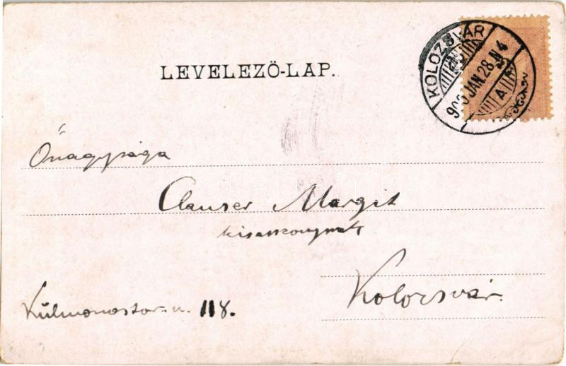 1900 Children art postcard. litho (vágott / cut) - Image 2