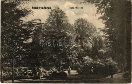 1918 Stubnyafürdő, Túróchévíz, Stubnianske Teplice, Turcianske Teplice; Park részlet / park, spa (EK)