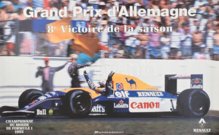 1992 Grand Prix d'Allemagne / Német nagydíj, Renault Formula-1 versenyautó plakát, feltekerve, 99x63 cm