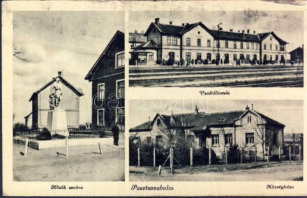 Pusztaszabolcs, vasútállomás, községháza, Hősök szobra