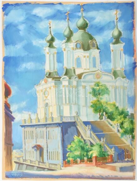 Varga Mátyás (1910-2002): Kolozsvár, 1943. Tempera, papír, jelezve balra lent, 62x46,5 cm / Mátyás Varga (1910-2002): Cluj, 1943. Tempera on paper, signed lower left, 62x46,5 cm cm